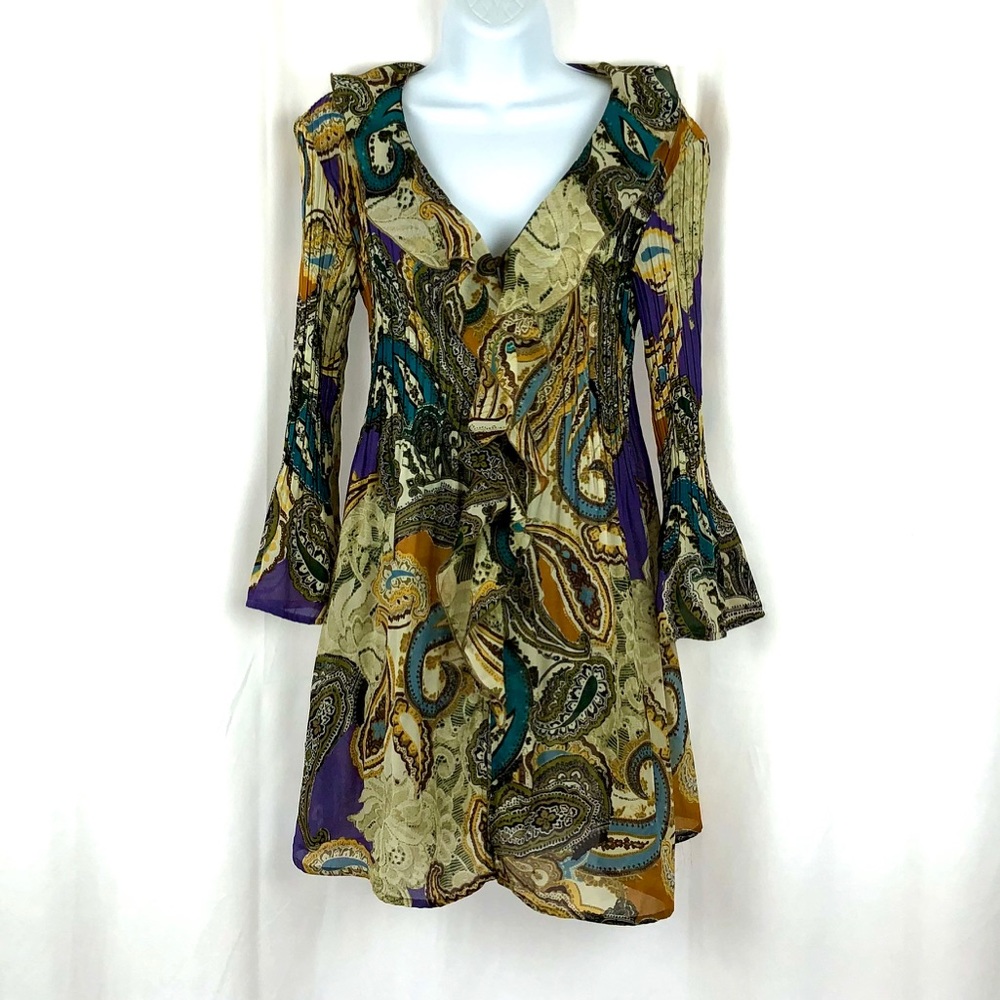 Sunny Leigh sheer crimped paisley tunic S